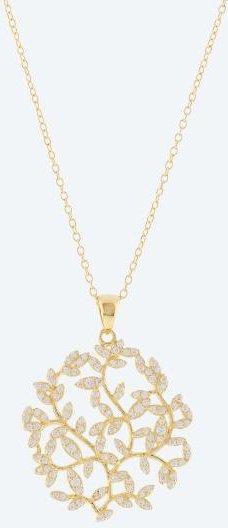 Anhänger mit Kette 925 Silber vergoldet Zirkonia