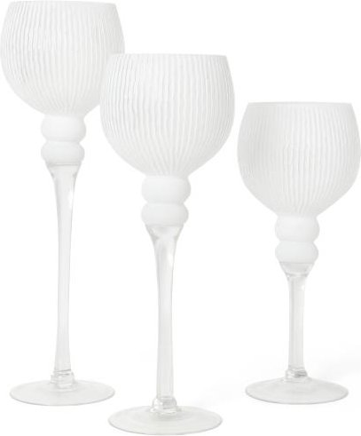 Kelchset 3tlg. Weiße Rillen