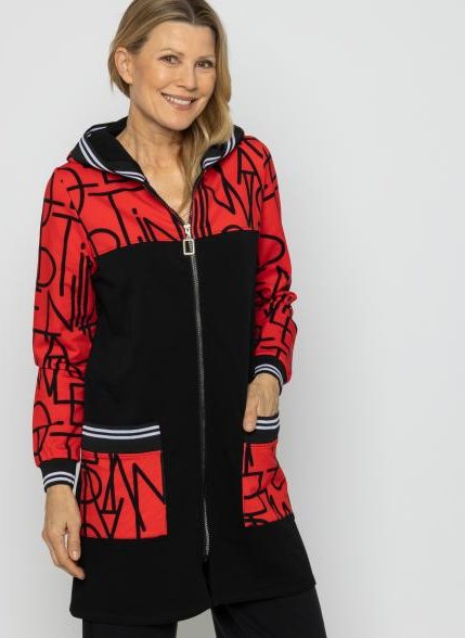 VANESSA STYLE Damen-Kapuzenjacke schwarz/rot