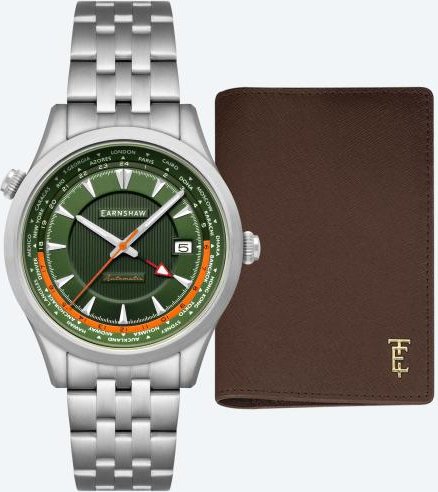 EARNSHAW Automatikuhr "World Timer GMT" grün