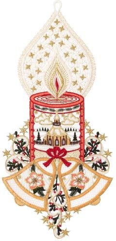Plauener Spitze Fensterbild Weihnachtskerze