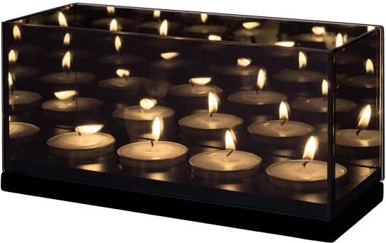 Glasobjekt Francis 12x12cm mit 4 LED Teelichtern