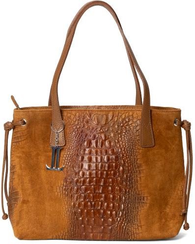 Luca Lorenzo Schultertasche kroko braun