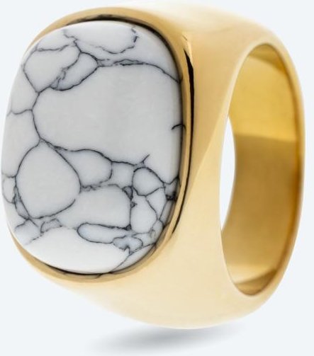 Ring Edelstahl vergoldet Türkis weiß synth.