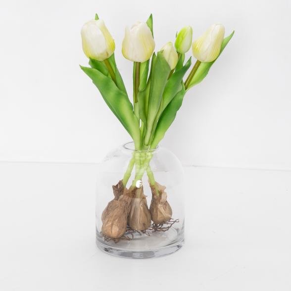 Tulpenbund weiß mit Vase 6tlg.