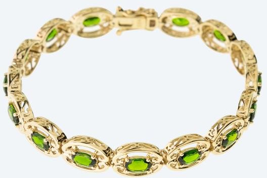 Armband 925 Sterling Silber vergoldet Chromdiopsid