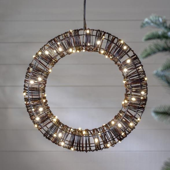 LED-Outdoorkranz Rattanoptik
