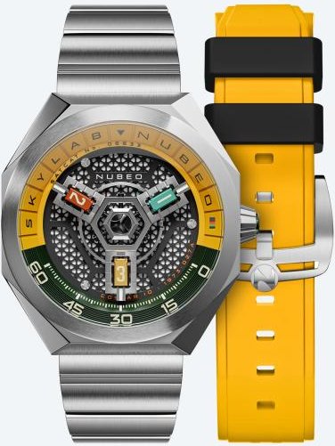 NUBEO Herrenuhr "Skylab Automatic" gelb-grün