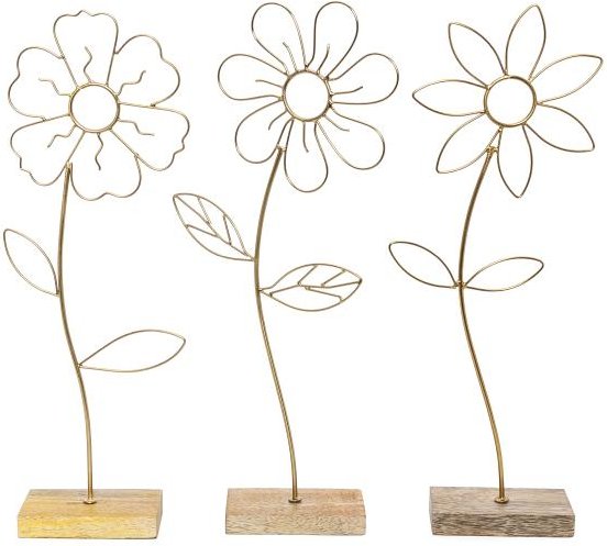 3 Deko-Blüten auf Holz