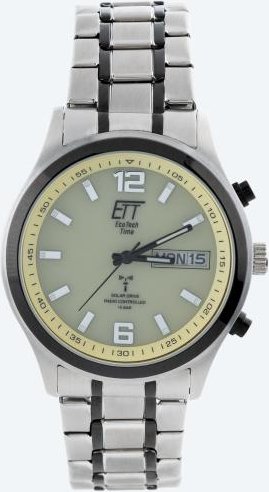 ETT Funk-Solar Herrenuhr silber-schwarz-champagner