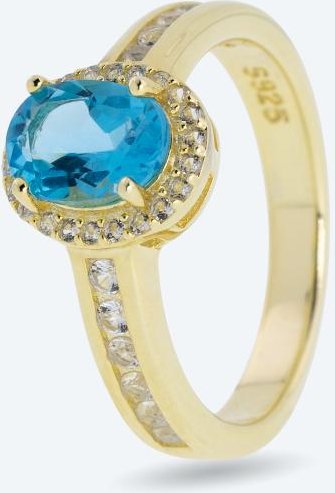 Ring 925 Silber vergoldet Topas behandelt