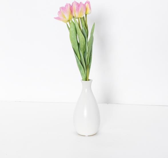 Tulpen rosa in Porzellanvase 2er Set