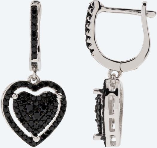 Ohrhänger Herz 925 Silber rhodiniert Spinell