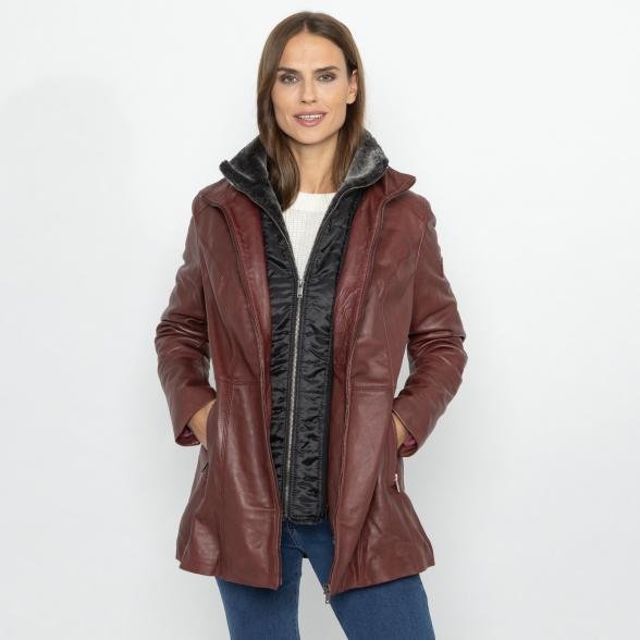 OTTO KERN Damen-Ledermantel 'Donna' bordeaux