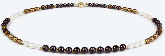 Collier Granat, Tigerauge, SWZPerlen