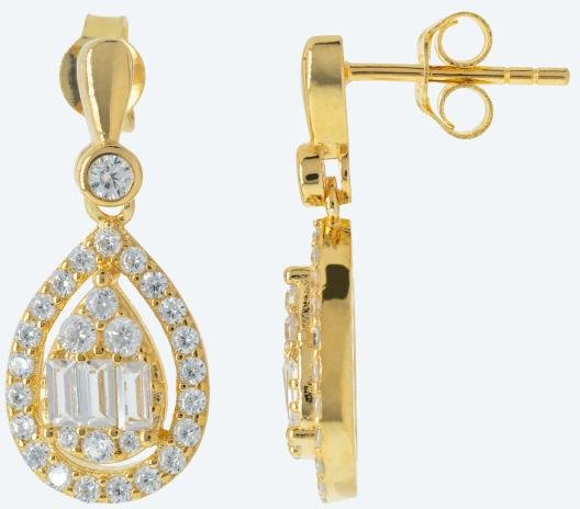 Ohrhänger 925 Sterling Silber vergoldet Zirkonia