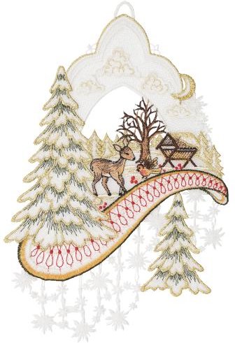 Plauener Spitze Fensterbild Wald mit Rehen