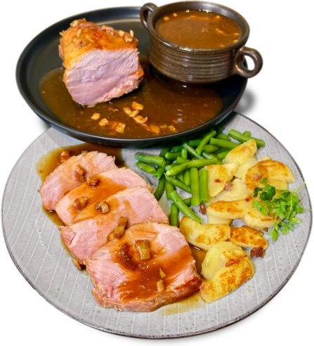 Schweinebraten in Specksoße
