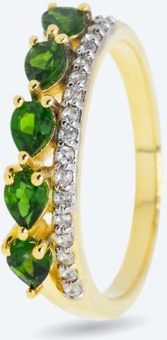 Ring 925 vergoldet Chromdiopsid