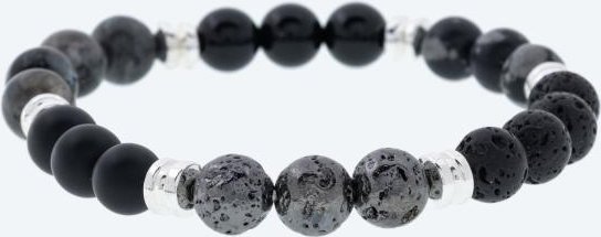 SET 2x Armbänder Achat, Lava, Jaspis