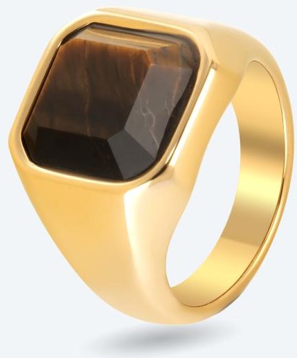 DUXOT Ring "Atlantica" Tigerauge vergoldet