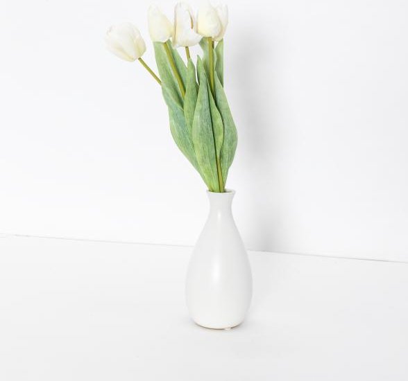 Tulpen weiß in Porzellanvase 2er Set