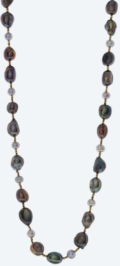 Endlos-Collier SWZP+Hämatit, ca. 80 cm