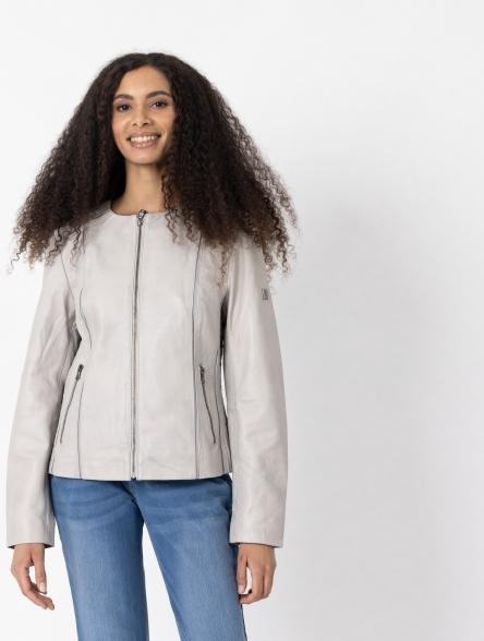 OTTO KERN Damen-Lederjacke 'Molly' hellgrau