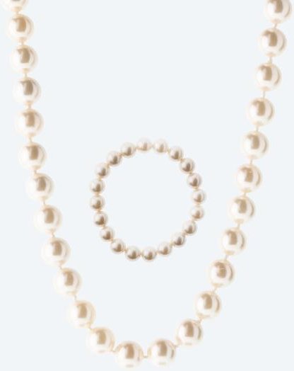 Set Collier+Armband Muschelkernperle naturfarben
