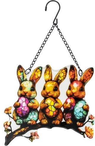 Fensterbild Hasenfamilie