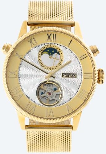 PortaS Herren-Automatikuhr "Jellinek", silber-gold