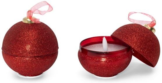 LED Kerzenset 2tlg. Kugelform rot 9cm