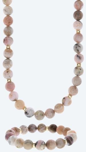 SET: Collier+Armband Opal pink Magnetverschluß