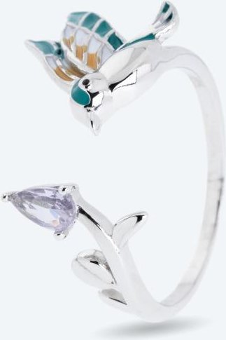 Ring 925 Silber rhodiniert Zirkonia, Emaille