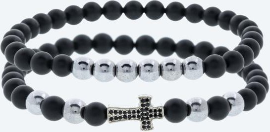 SET: 2x Armband Achat silberfarbig