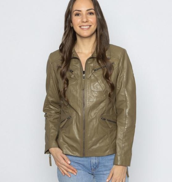 OTTO KERN Damen-Lederjacke khaki
