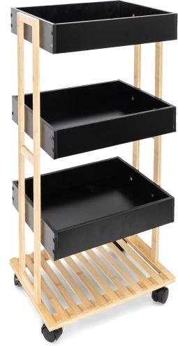 Regalwagen Holz mit schwarz 83cm