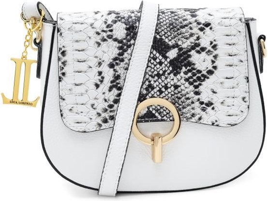 Luca Lorenzo Umhängetasche weiß & Schlangenmuster