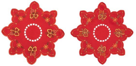 Mitteldeckenset Schleife 2tlg rot 40cm