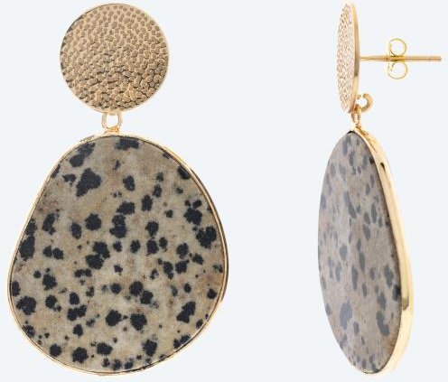 Ohrhänger 925 vergoldet Dalmatiner Jaspis