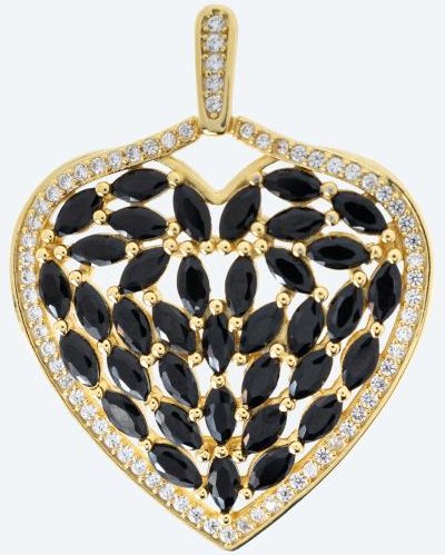 Herzanhänger 925 Sterling Silber vergoldet Spinell