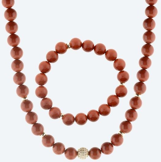 SET: Collier+Armband Jaspis rot Magnetverschluß