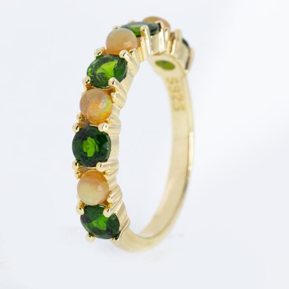 Ring 925 vergoldet Opal, Chromdiopsid