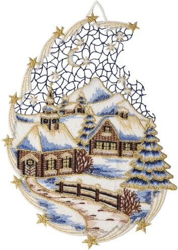 Plauener Spitze Fensterbild Winterdorf