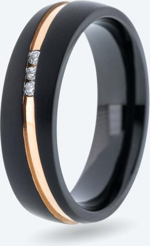 Ring Titan mit Zirkonia schwarz-rosé