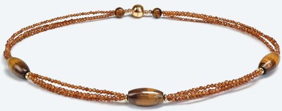 Collier Tigerauge, Granat Magnetverschluß