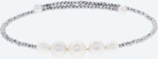 Armreif Süßwasserzuchtperle weiß, Hämatit