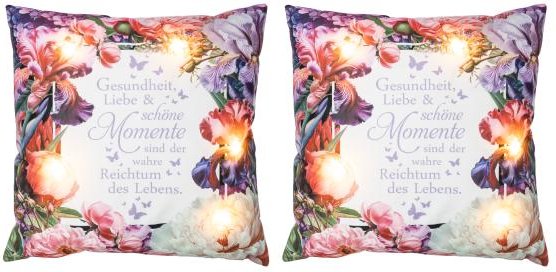 LED-Kissen mit Spruch 2er Set