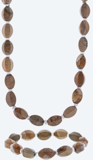 SET: Collier+Armband Bilderjaspis Magnetverschluß