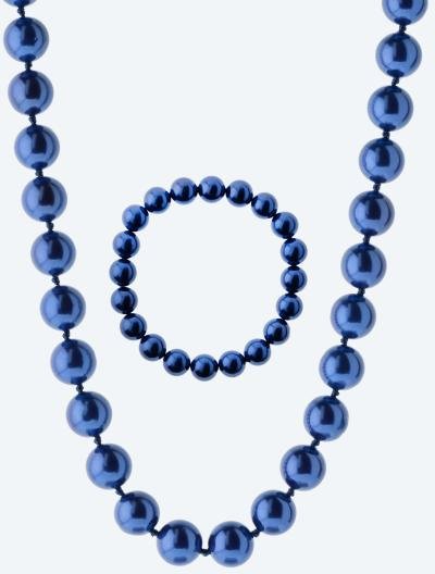Set Collier+Armband Muschelkernperle blau